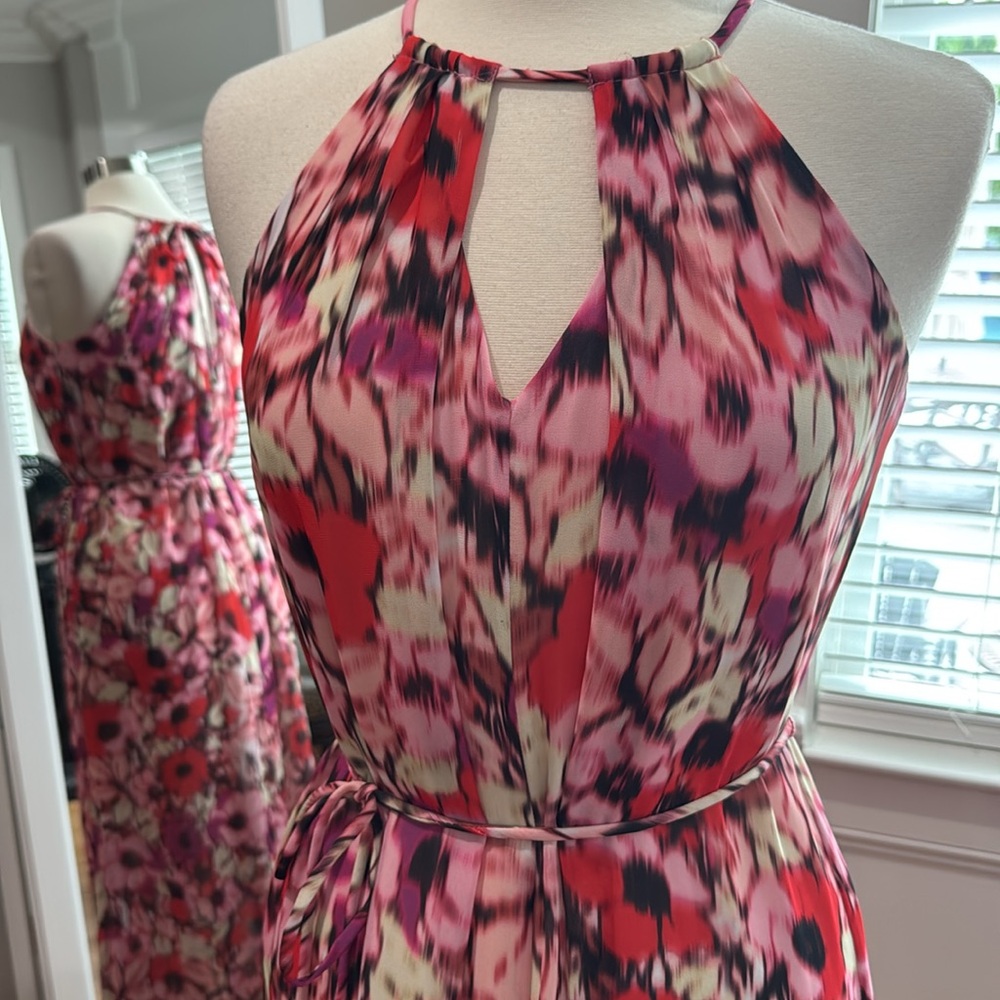NWOT Maggy London Pink and Red Halter Maxi Dress - Picture 2 of 7